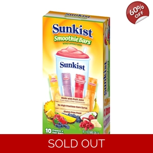 Sunkist Smoothie Bars - 10 Assorted Fruity Freezer Ice Pops - 10oz Box